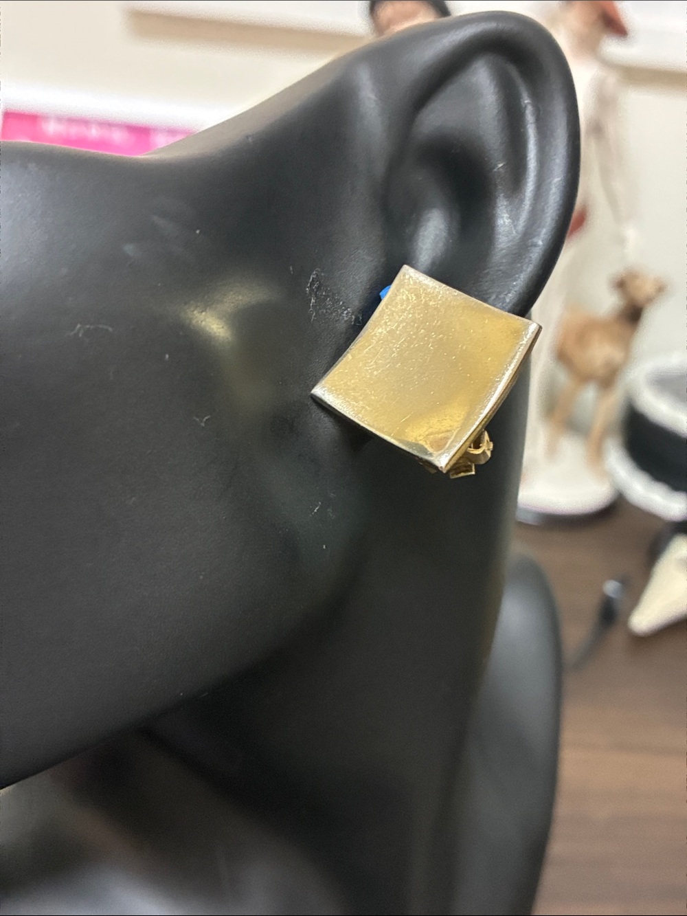 Vintage 1950s Mid-Century Modern Gold Tone Square Clip-On Earrings